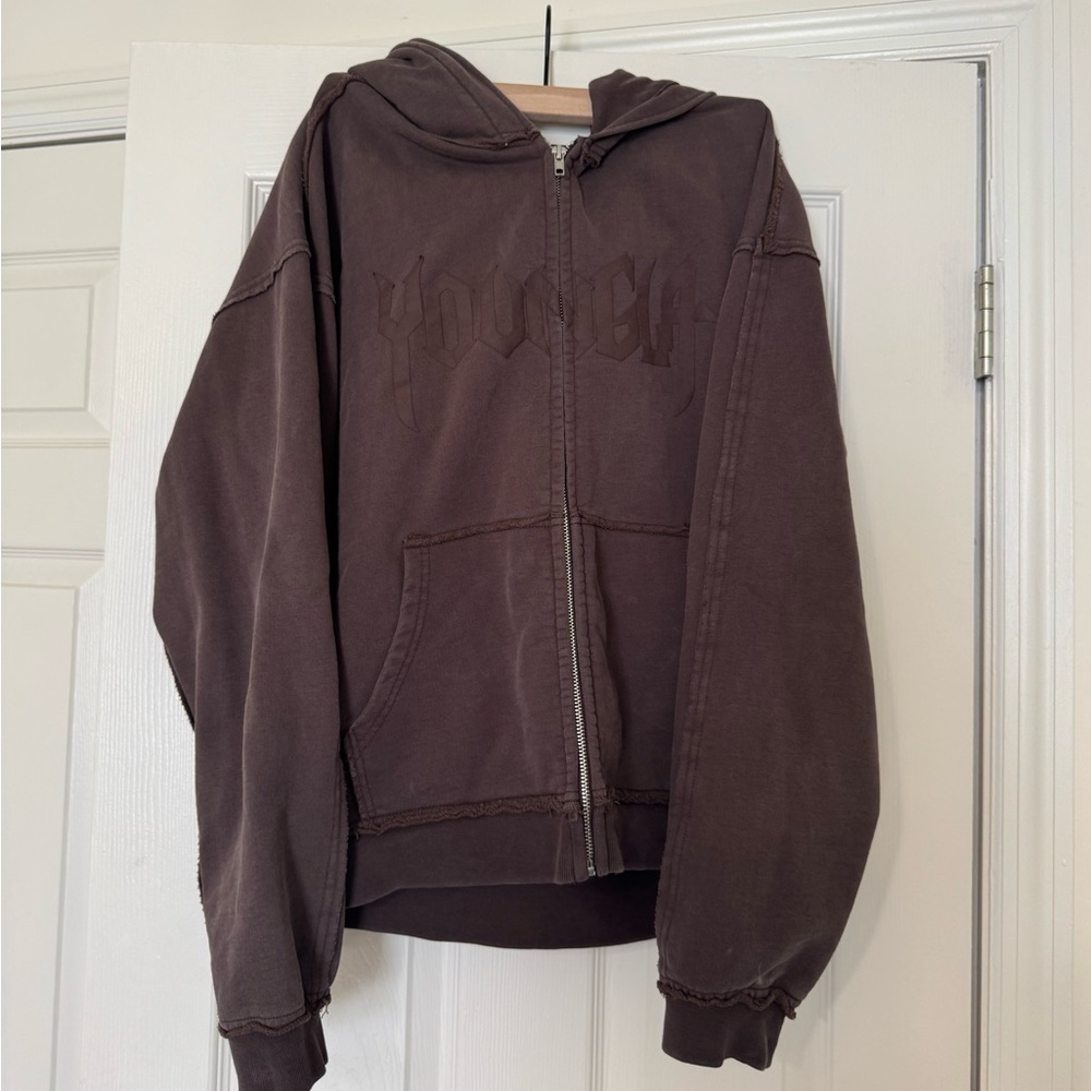 YoungLA Brown Full-Zip Hoodie